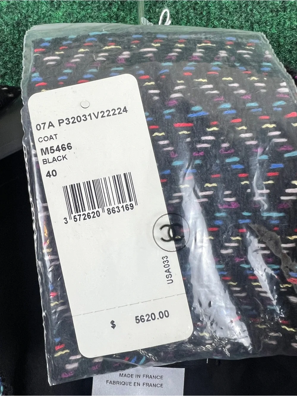 CHANEL Tweed Maxi Coat in Navy and Multi-Color